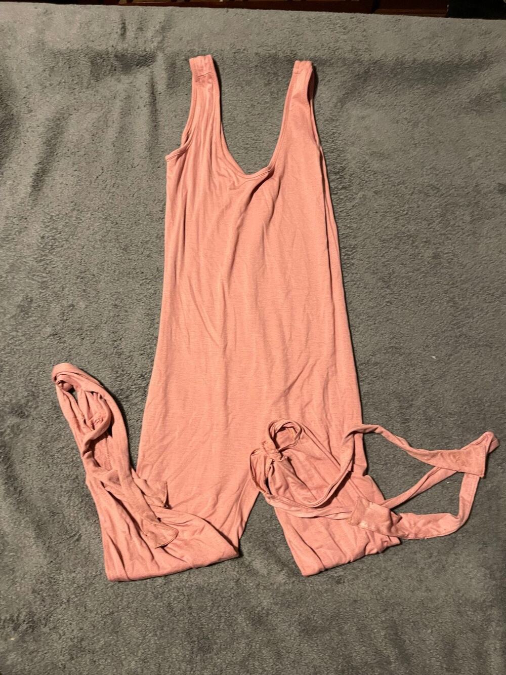 Jasmine Jumpsuit Womens M Sleeveless Tank Rayon Spandex Dusty Rose Tie Strap